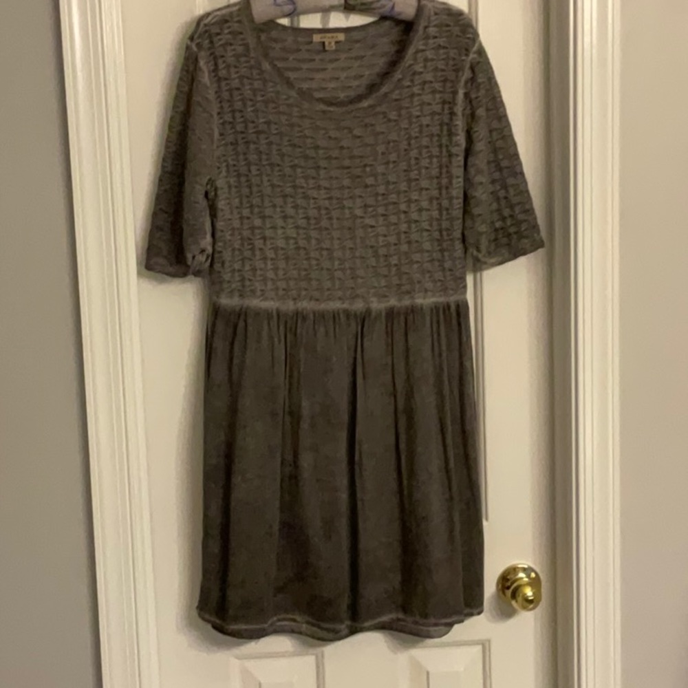 Anama Gray Pleated Puff Sleeve Sundress